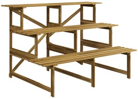 Suport de plante Outsunny cu 3 etaje, pliabil, înalt de 78 cm, stand de flori pentru interior și exterior, raft de plante din lemn, suport de flori cu tăvi, scări de flori pentru sufragerie, balcon grădină, lemn natural | Aosom Romania