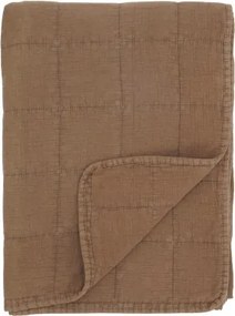 Cuvertură matlasată din bumbac, teracotă, cu cusături în carouri și colțuri rotunjite, aspect vintage, 180 x 130 cm, „Aix”