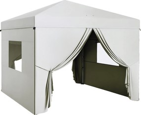 Outsunny Cort pliabil pop-up 3x3 m cu 4 draperii laterale 2 ferestre din plasă înălțime reglabilă impermeabil și anti-UV Alb | Aosom Romania