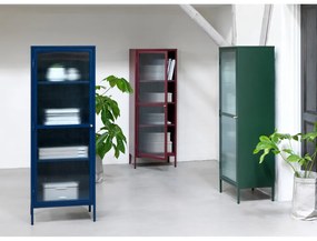 Vitrină din metal Unique Furniture Bronco, înălțime 160 cm, albastru