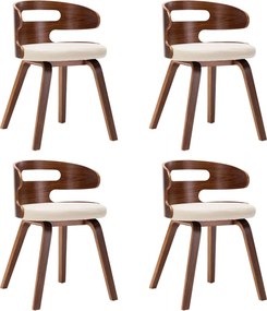 vidaXL Scaune de bucătărie 4 buc. crem lemn curbat & piele ecologică