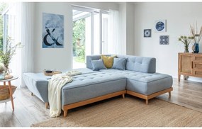 Colțar extensibil cu șezlong pe partea dreaptă Miuform Dazzling Daisy L, albastru deschis