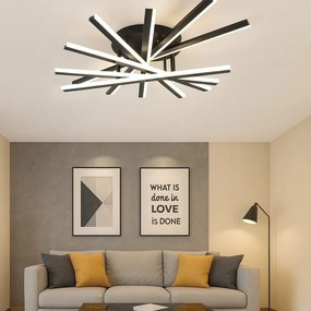 Lustră LED cu 7 surse de iluminare, 125W, cu telecomandă – Design clasic, negru elegant