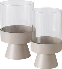 Sfeșnice din sticlă Pallas, picior metalic, 2 buc