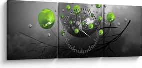 Tabloul cu bile abstracte verzi (cu ceas) (90x30 cm)