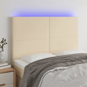 3122147 vidaXL Tăblie de pat cu LED, crem, 144x5x118/128 cm, textil