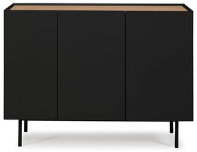 Comodă neagră/în culoare naturală joasă cu aspect de lemn de stejar 110x85 cm Arista – Teulat