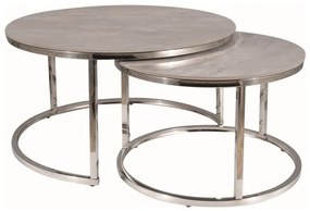 Set mese de cafea Portafino B marmura gri/crom ø80/ø60 cm