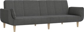vidaXL Canapea extensibilă cu 2 locuri, 2 perne, gri închis, textil