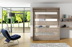 Dulap cu usi glisante si oglinda 150x200 cm, Baltic, ADRK Furniture (Culoare: Ciocolata)