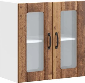 vidaXL Dulap bucătărie cu ușă sticlă Lucca Lemn vechi lemn prelucrat