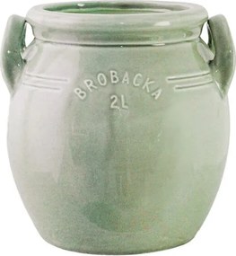 Ghiveci din ceramică glazurată manual 2L verde deschis înalt, „Brobacka"