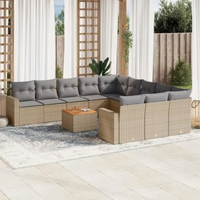 vidaXL Set canapele de grădină cu perne, 12 piese, bej, poliratan