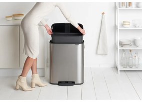 Cos de gunoi cu pedala Brabantia Bo Pedal 1003186, 60 L, Inchidere lina, Baza antiderapanta, Rezistent la amprente, Inox/Mat