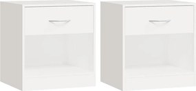 vidaXL Noptieră cu sertar, 2 buc, alb
