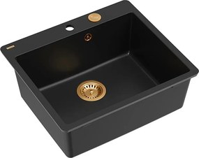 Chiuveta compozit Quadron Unique Morgan 110 negru carbon - cupru 57x50 cm