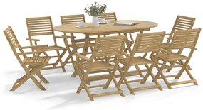 vidaXL Set mobilier de grădină, 9 piese, lemn masiv de acacia