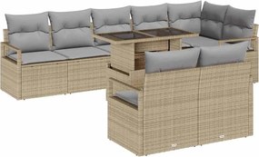 vidaXL Set de canapele pentru grădină 9 pcs Bej Rattan poli