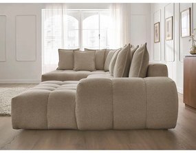 Colțar taupe extensibil/cu spațiu de depozitare cu tapițerie din chenille (cu colț pe partea stângă/în formă de "U") Everest – Bobochic Paris