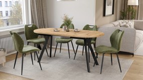 Mazzoni Masă ovală extensibilă ALMO Stejar Artisan / picioare negre