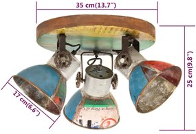 Lampa de tavan industriala 25 W, multicolor, 42x25 cm E27 1, Multicolour, Lampa rotunda de tavan cu 3 abajururi