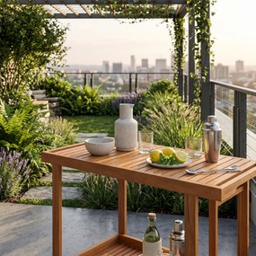 Outsunny Masă Suspendată de Exterior, Masă Reglabilă pentru Balustradă, Blat Suport cu Montare pe Perete, 68x65x40,5-55 cm, Tec | Aosom Romania