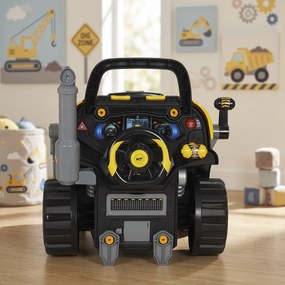 AIYAPLAY Atelier Excavator Jucărie pentru Copii cu Motor, 68 Accesorii, Efect Abur și Sunete, 46x41x47 cm, Galben | Aosom Romania