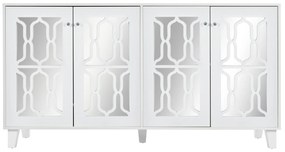 Comodă Albă cu Oglindă și Mânere de Cristal, Alb | Aosom Romania