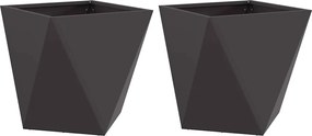 vidaXL Jardinieră 2 pcs Negru 50 x 50 x 50 cm Oțel
