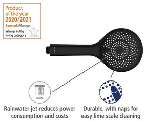 Set de duș negru din oțel inoxidabil 70 cm Water Saving – Wenko