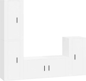 vidaXL Set dulap TV, 4 piese, alb, lemn prelucrat