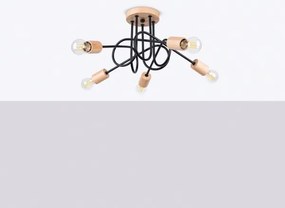 Lustră aplicată Sollux SL.1478 EMBER 5xE27/15W/230V negru/bej/fag