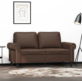 Canapea cu 2 locuri, maro, 120 cm, piele ecologica Maro, 152 x 77 x 80 cm