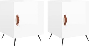 vidaXL Noptiere, 2 buc., alb extralucios, 40x40x50 cm, lemn compozit