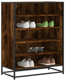 vidaXL Pantofar, stejar fumuriu, 75x38x97,5 cm, lemn prelucrat/metal