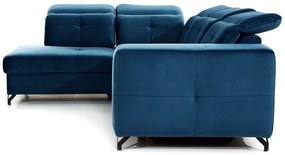 Canapea de colț cu funcție de dormit Belavio L Stânga - Albastru marin țesătură de acoperire Monolith 77