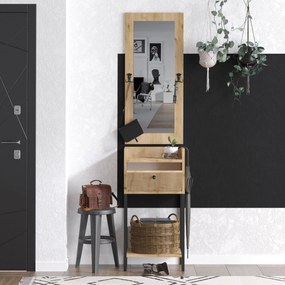 Mobilier hol Aliex 15 (nuc + negru) (cu oglindă). 1073488