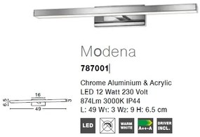 Aplica perete LED pentru baie IP44 Modena 12W NVL-787001