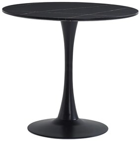 Masa Bucatarie/Dining Brox Rotunda MDF Marmura Neagra Diametru 80 Cm