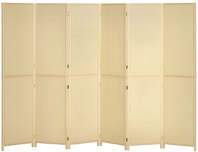 HOMCOM Paravan din lemn de bambus 6 panouri 270 x 180 cm separator de camera cloison de separare pliabil - natural | Aosom Romania