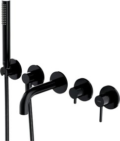 Baterie cada-dus incastrata Omnires Y finisaj negru semimat 5 elemente cu corp ingropat pipa 17 cm