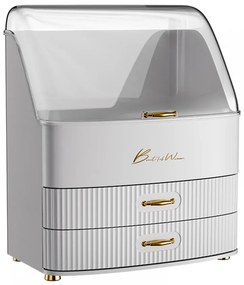 Organizator cosmetic, depozitare compartimentata, cu sertare, Alb
