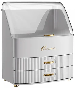 Organizator cosmetic, depozitare compartimentata, cu sertare, Alb