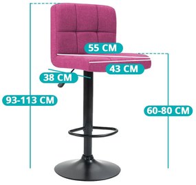 Scaune de bar tapitate 2 buc-pink