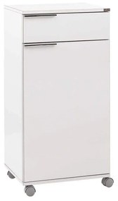 Corp Mobil Adore Diamond, cu usa, sertar si rotile, Alb, 50 x 100 x 40 cm