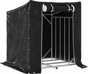 vidaXL Raft pentru lemn de foc cu capac de ploaie otel galvanizat