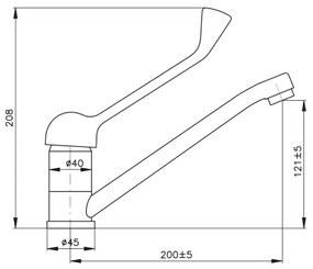 RAV Slezák SA605.0 - Baterie pentru lavoar SAZAVA cu manetă medicală, crom lucios