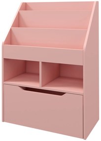 HOMCOM Raft pentru copii cu sertar, bibliotecă cu rafturi, 60 x 29,9 x 90 cm, Roz | Aosom Romania