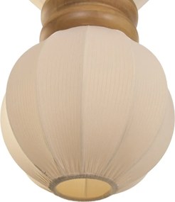 Lustră suspendată din fibre naturale împletite, alb, formă de sfere suprapuse, finisaj natural, 112 x 43 cm, „Carennac”