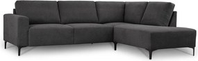 Colțar gri antracit cu tapițerie din chenille (cu colț pe partea dreaptă/în formă de ”L”) Fabian – Scandic